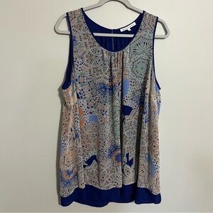 Daniel Rainn Blue Geometric Print Tank Top size 2X